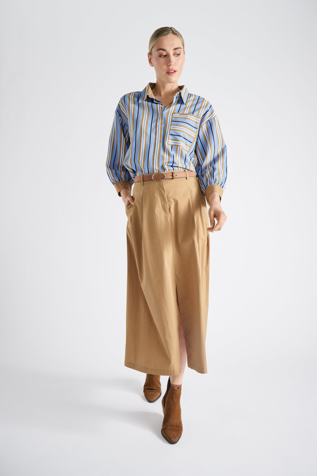 Chemise droite et souple rayée