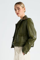 Veste courte kaki faux cuir