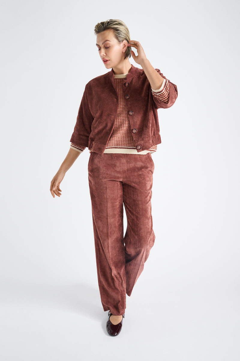 Marsala brown velour blouse