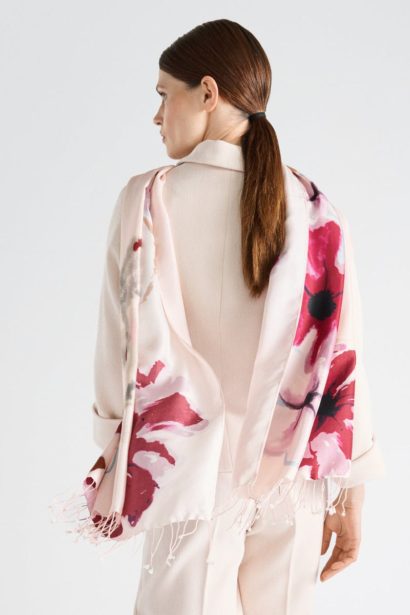 Silk flower printed scarf