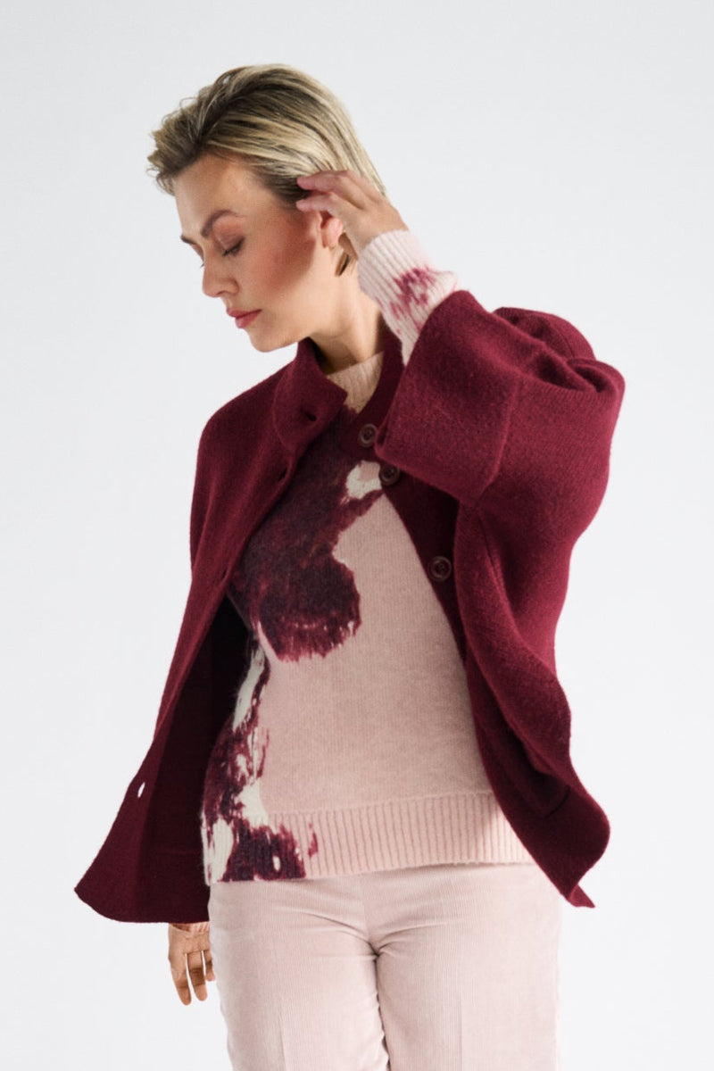 Bordeaux cape met knoopsluiting