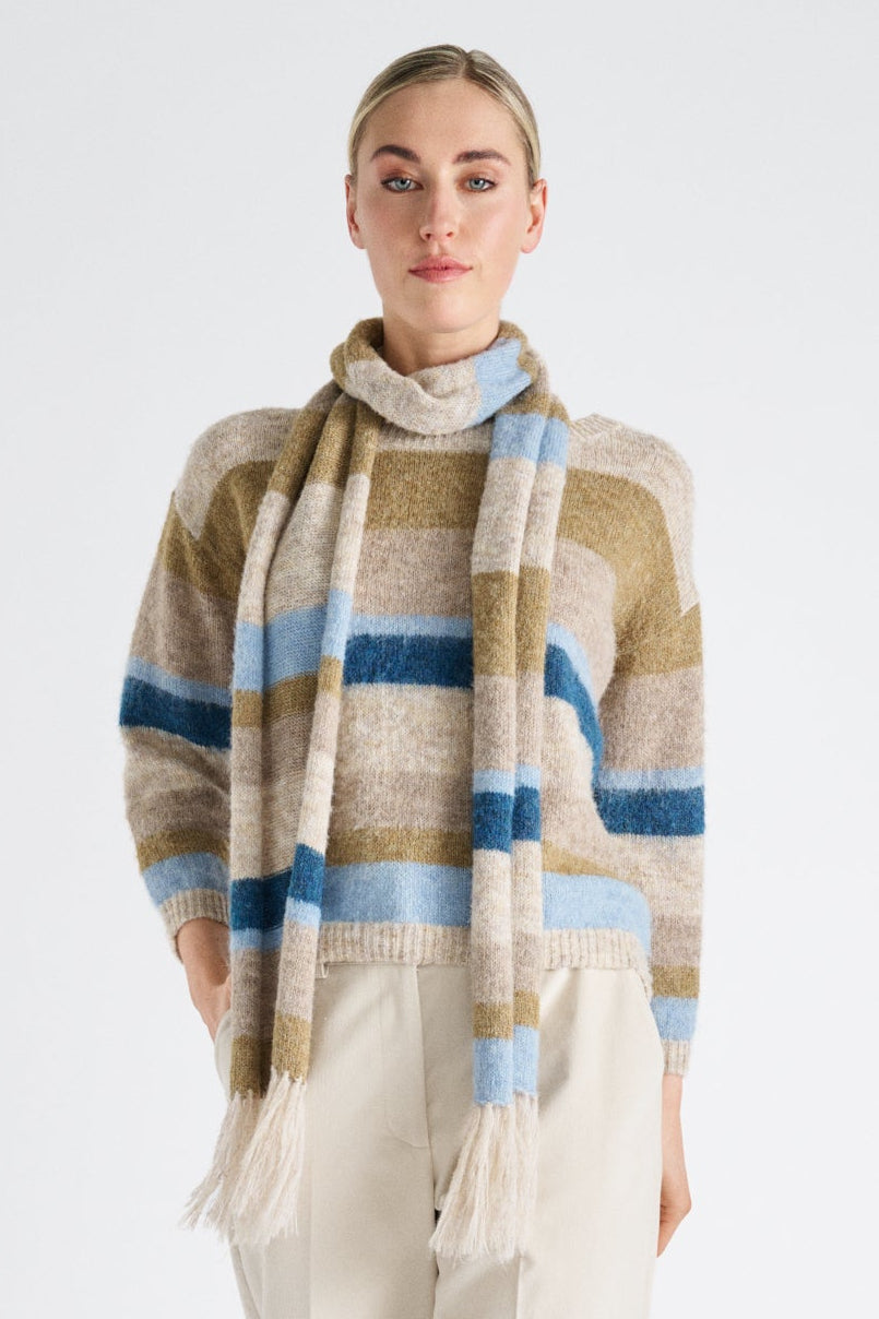 Striped wool bleuy round neck sweater 