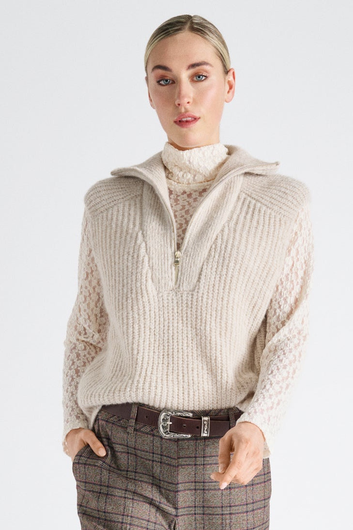 Sous-pull en dentelle crème