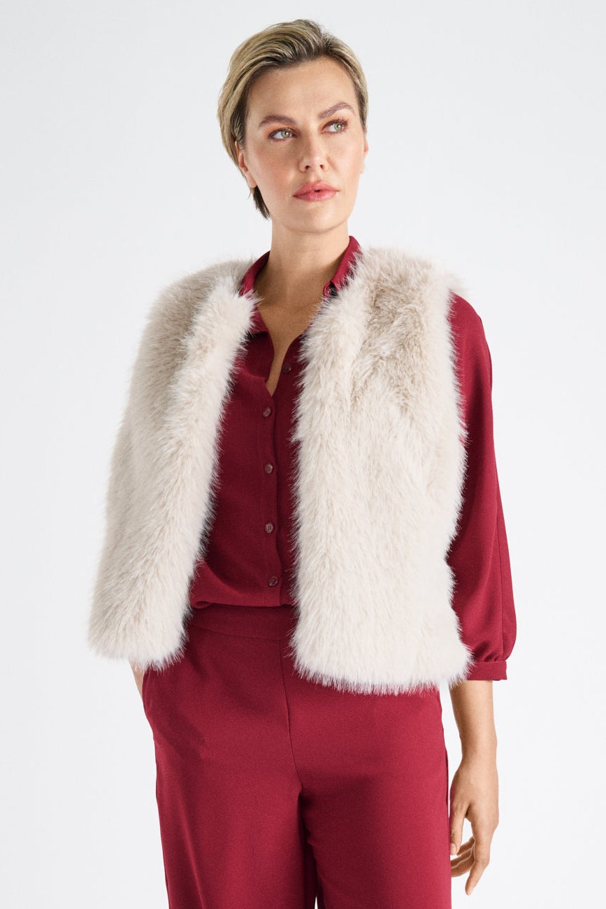 Beige fake fur bodywarmer