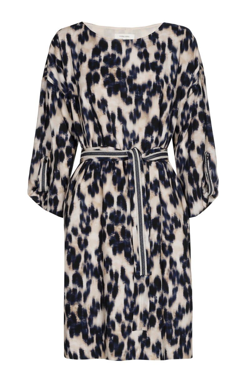 Kleedje met dierenprint in blauw en beige