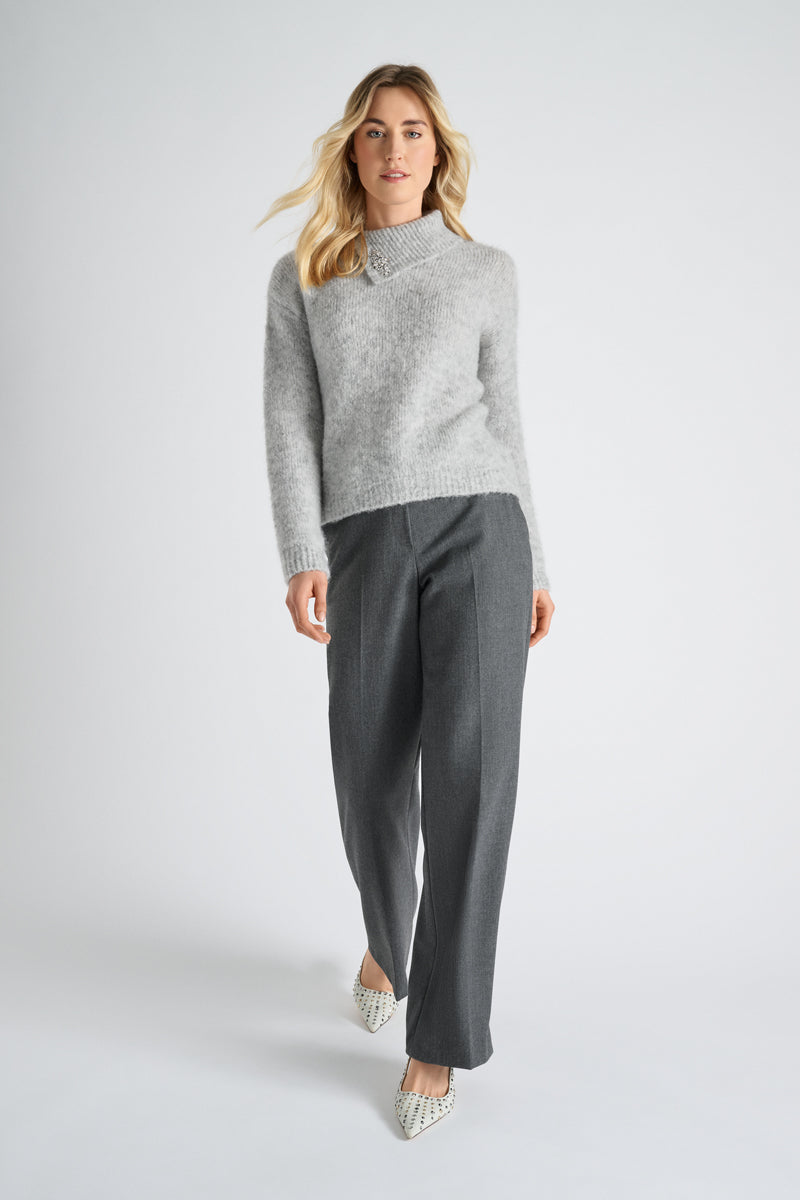 Grijze broek met brede pijpen