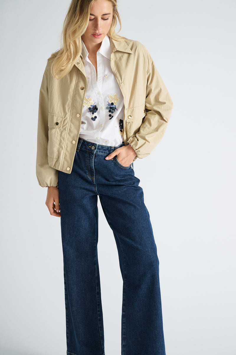 Beige sportieve blouson