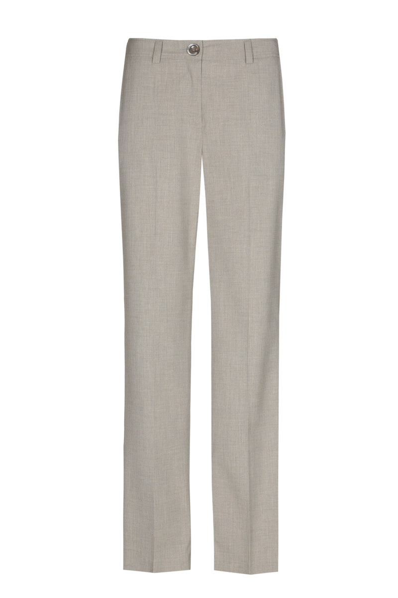 Taupe straight leg trousers with elastic waist