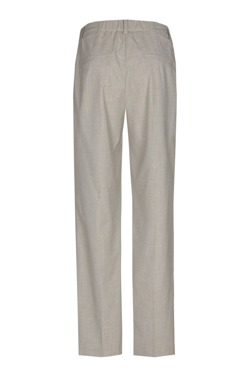 Taupe straight leg trousers with elastic waist