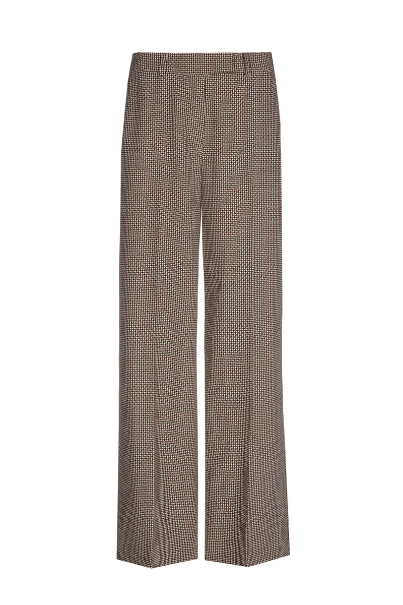 Trousers with subtle brown print