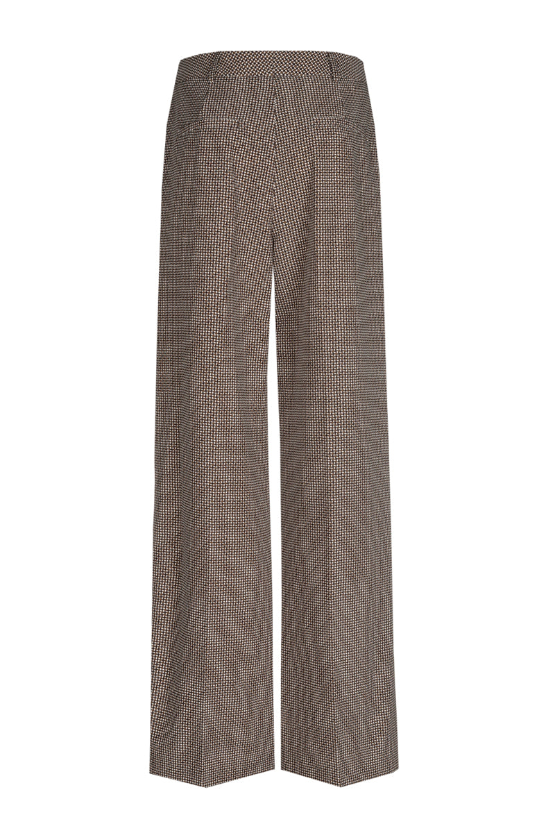 Trousers with subtle brown print