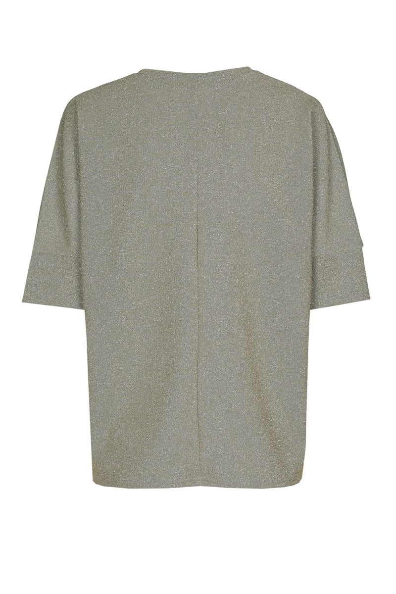 Green sweater with V-neck and short sleeves