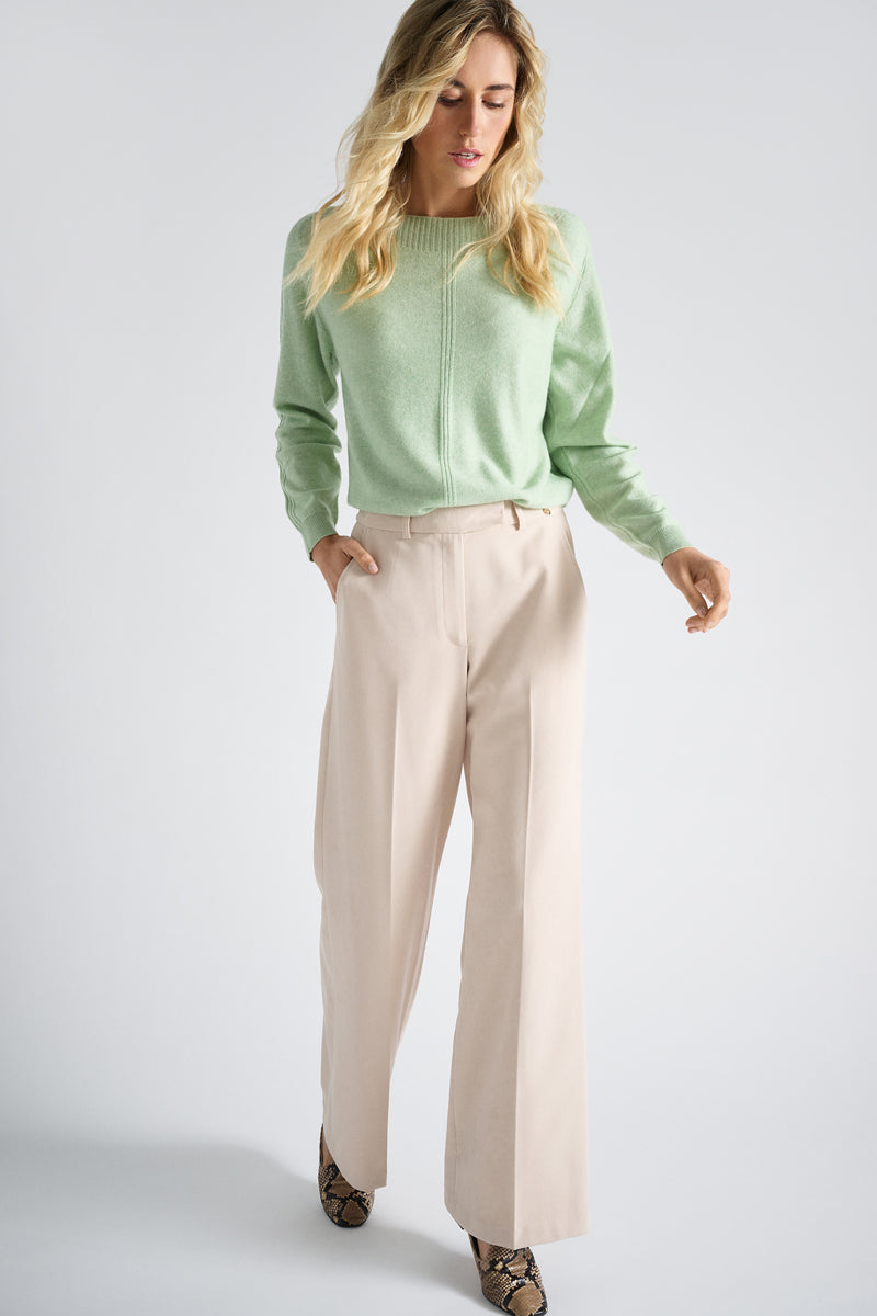 Wijde beige broek