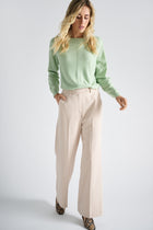 Wijde beige broek