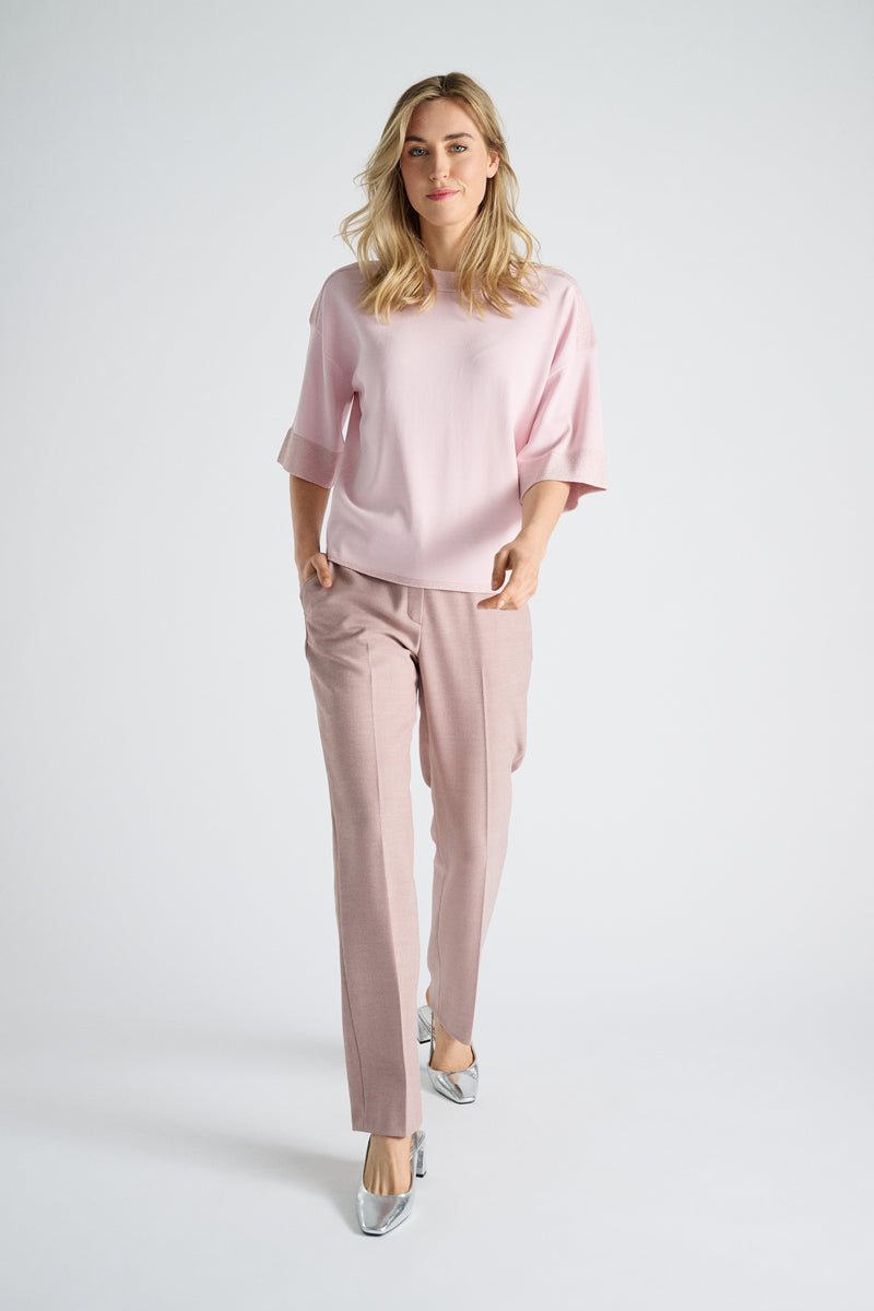 Pantalon rose à jambes droites et taille élastique