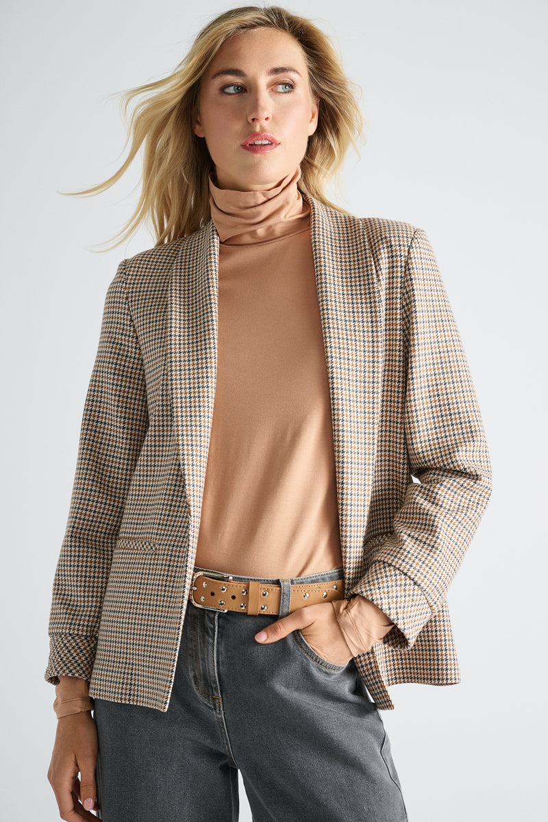Blazer met ruitjes zonder knoopsluiting