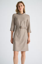 Checked dress with stand-up collar