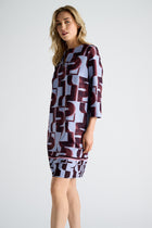Robe bleu clair à imprimé bordeaux