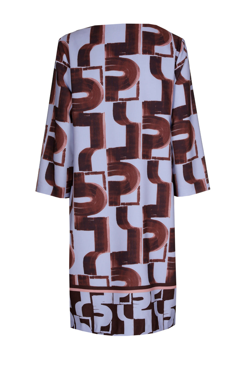 Robe bleu clair à imprimé bordeaux