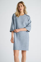 Blauw kleedje met ronde hals