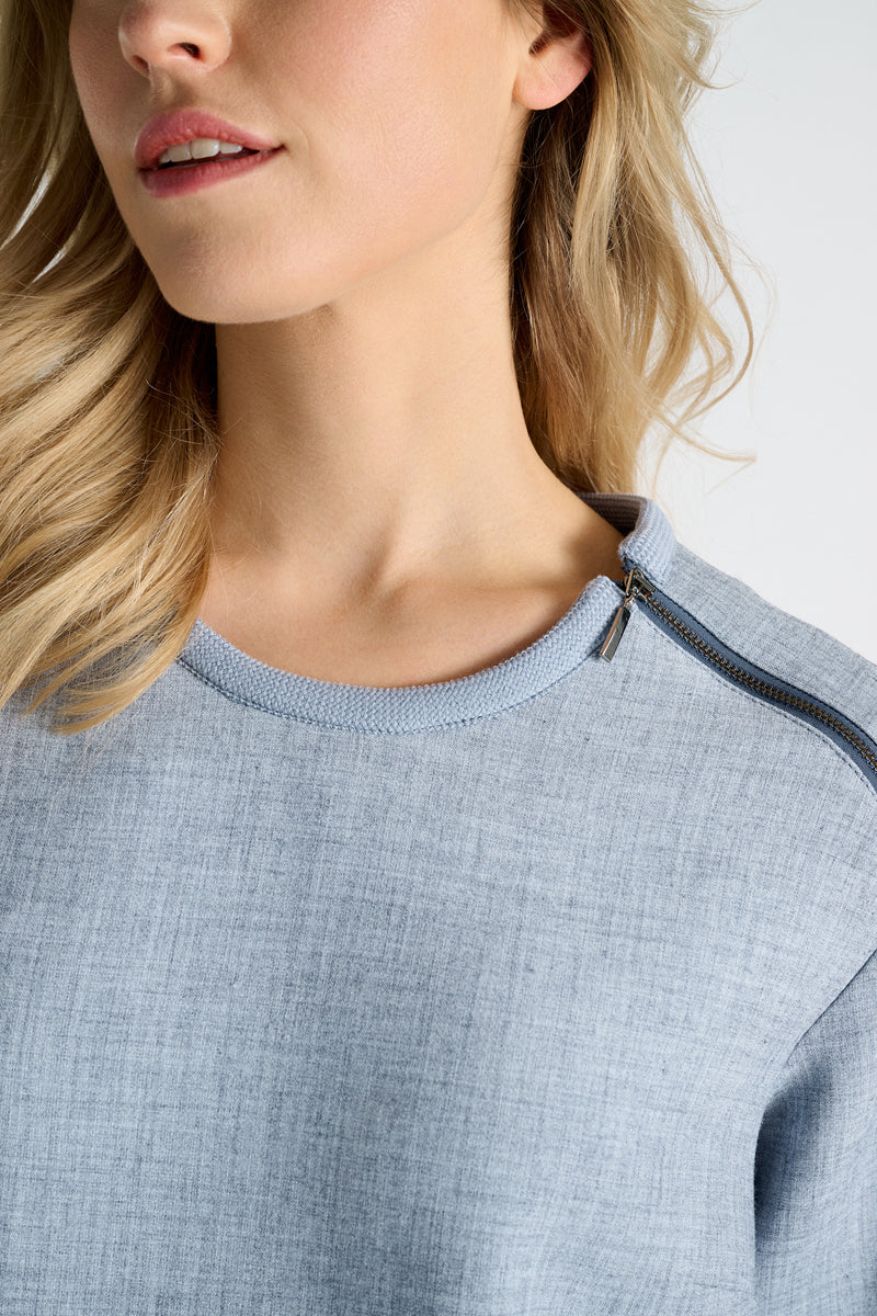 Blauw kleedje met ronde hals