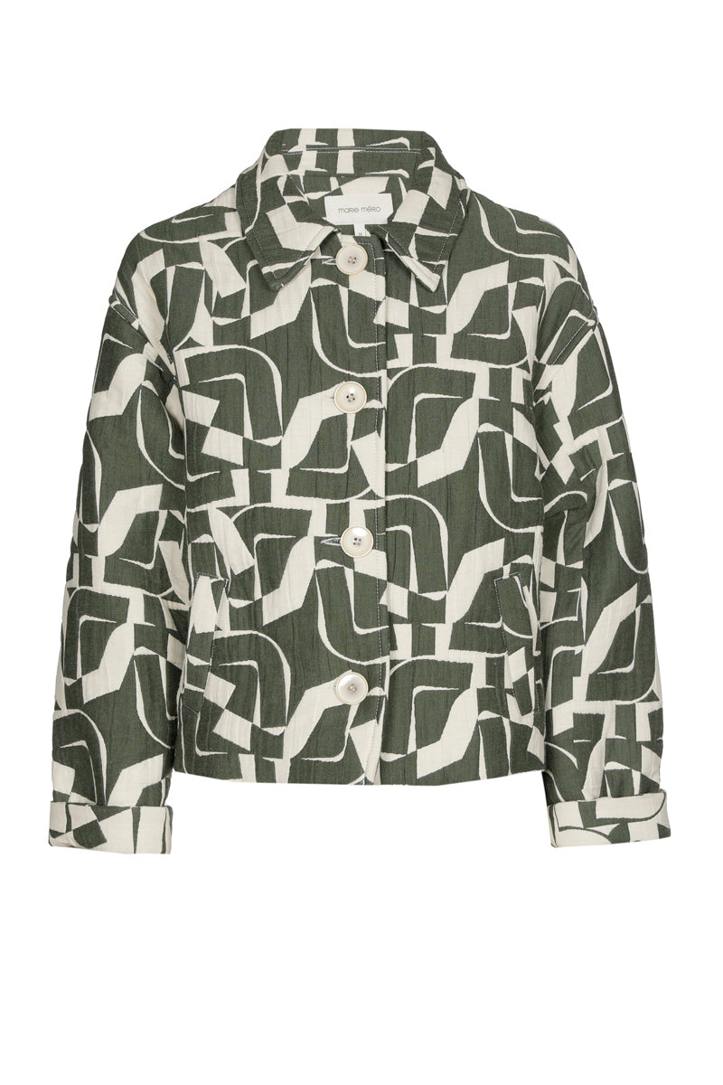Short green and ecru jacket in loose fit