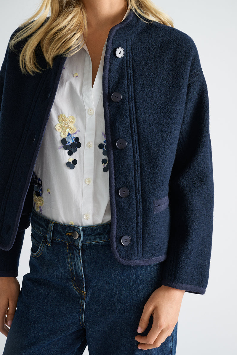 Dark blue jacket in felted wool
