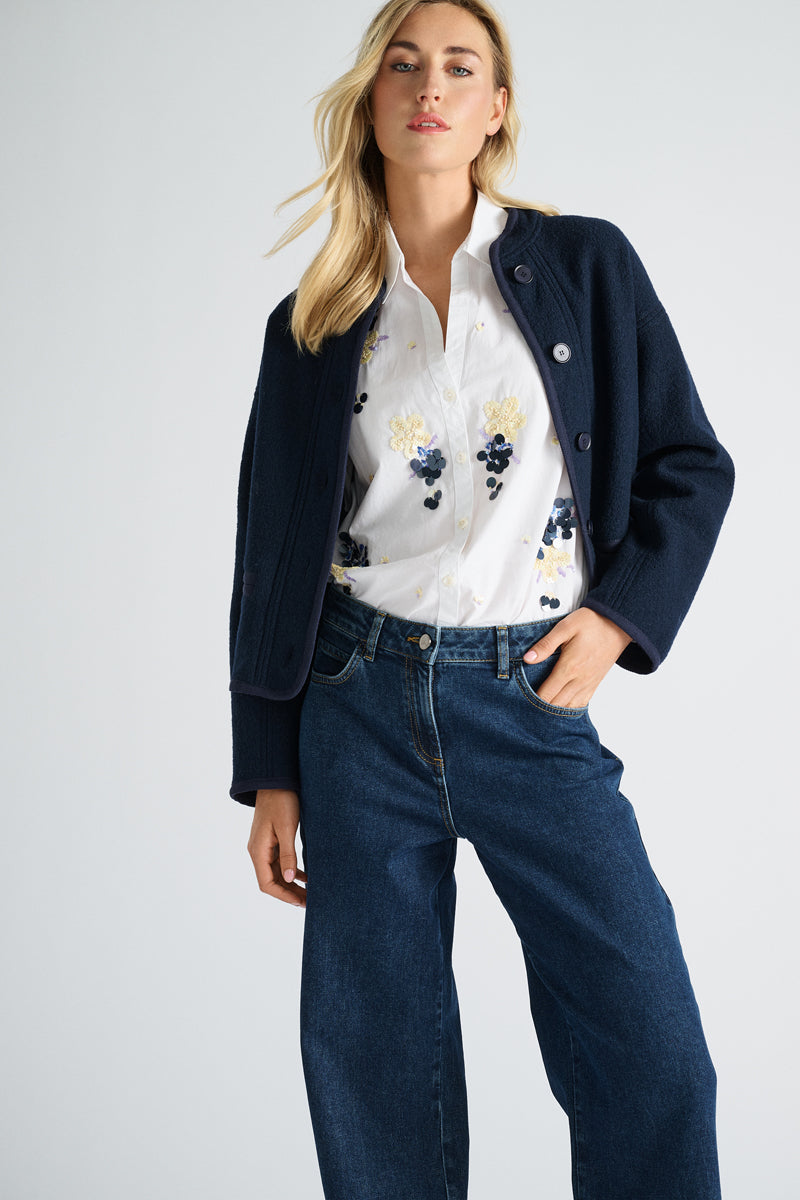 Dark blue jacket in felted wool