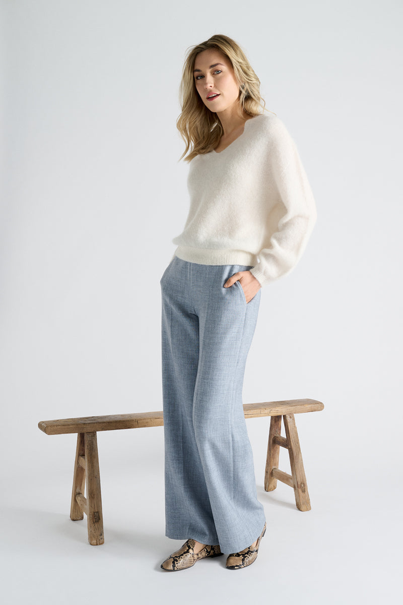 Ecru pull met V-hals