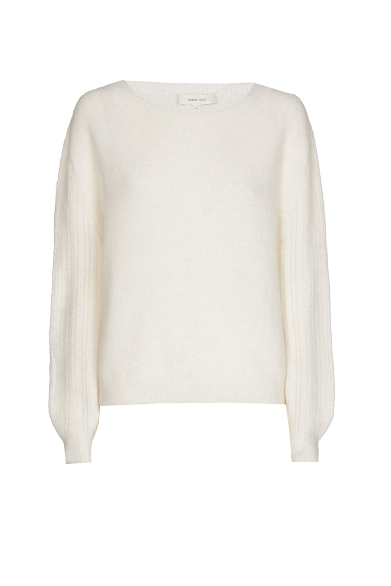 Ecru pull met ronde hals in alpaca