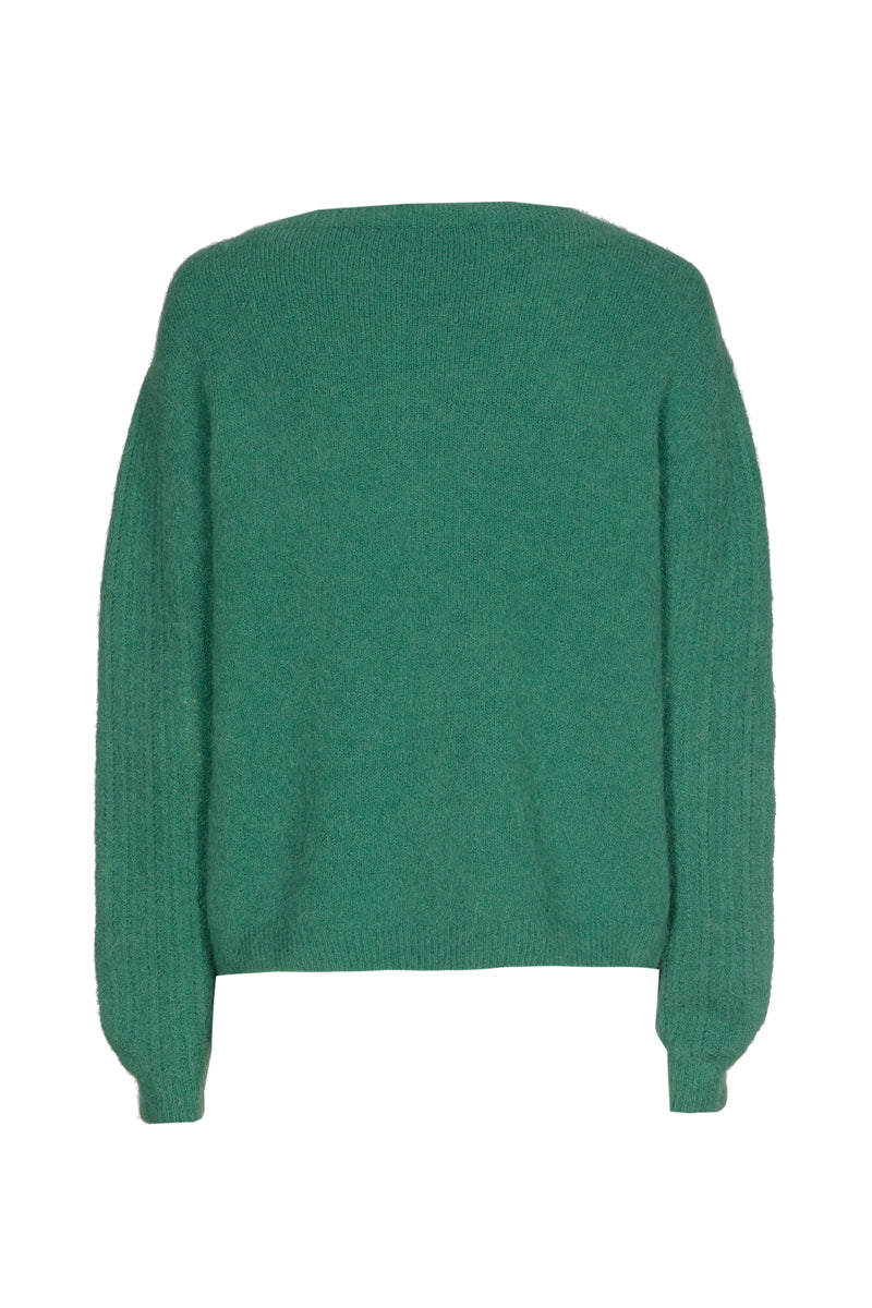 Groene pull met ronde hals in alpaca