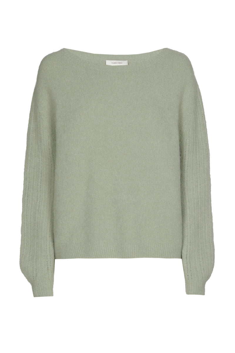 Olive colored round neck sweater in alpaca