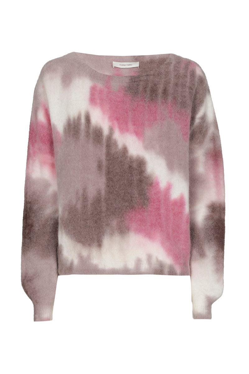 Pull met ronde hals in paarse en fuchsia tinten