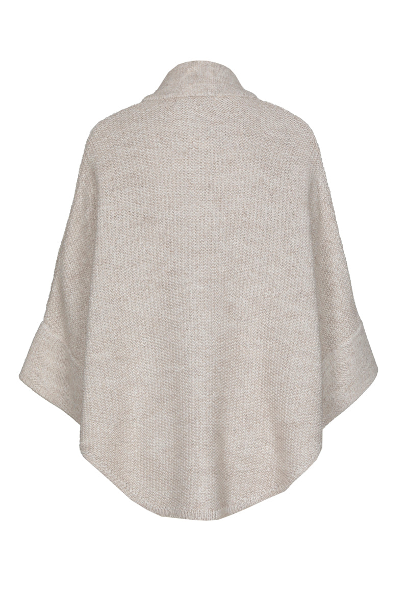 Visonkleurige cape met knoopsluiting