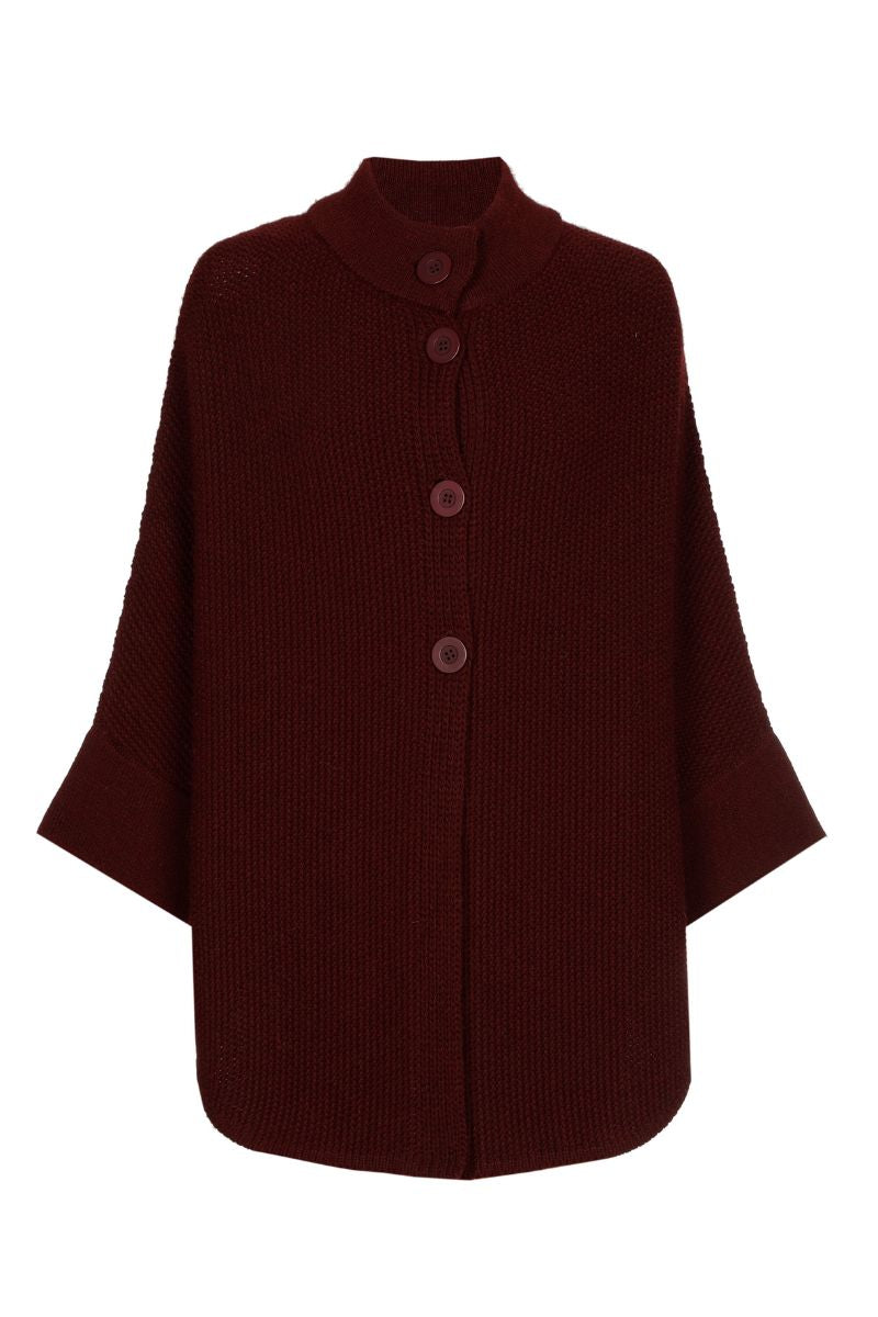 Bordeaux cape met knoopsluiting