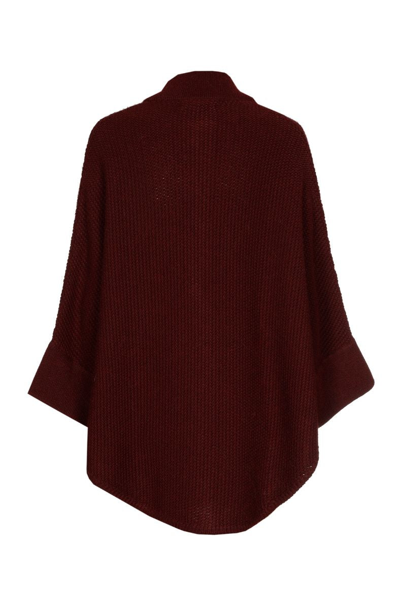 Bordeaux cape met knoopsluiting