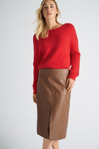 Lederen rok in camel