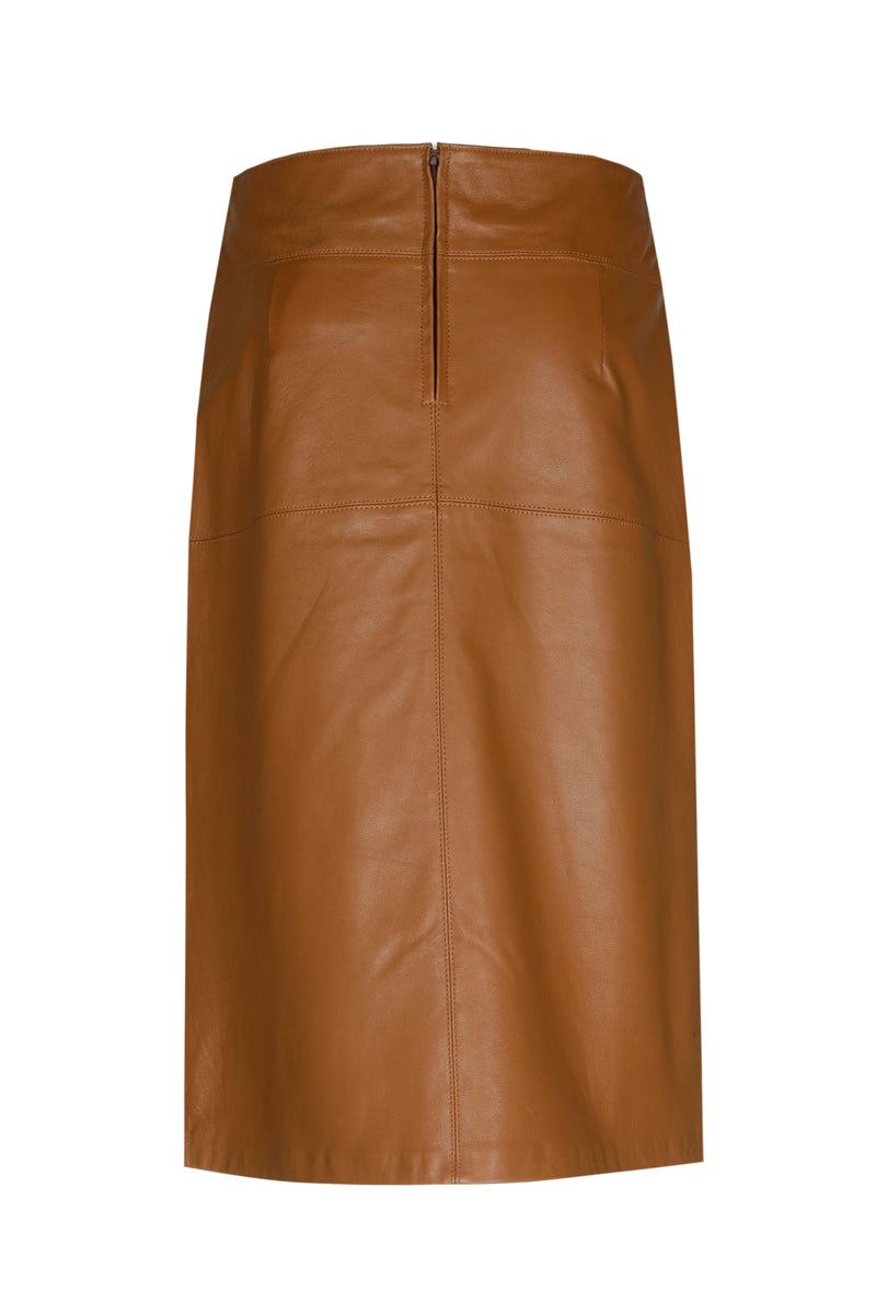 Lederen rok in camel