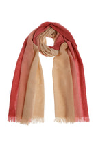 EXCLUSIVE IN OUR CONCEPT STORES: Striped scarf in camel and coral