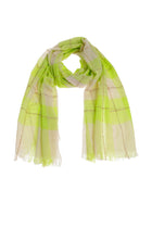 Scarf in lime, beige, and brown checks