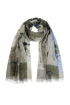 Prachtige sjaal met bloemenprint in blauw en groen
