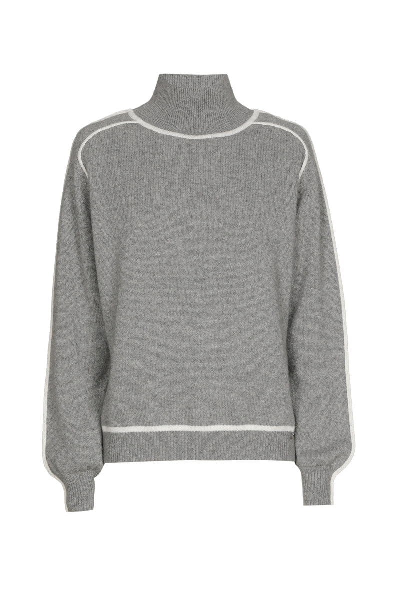 Grey sweater with stand-up collar