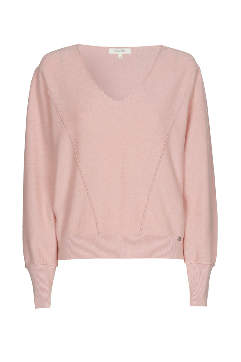 Pull rose clair à col en V