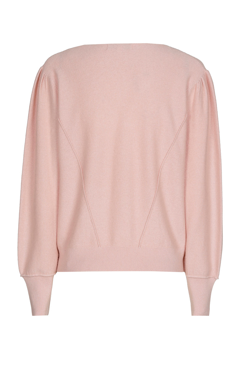 Pull rose clair à col en V