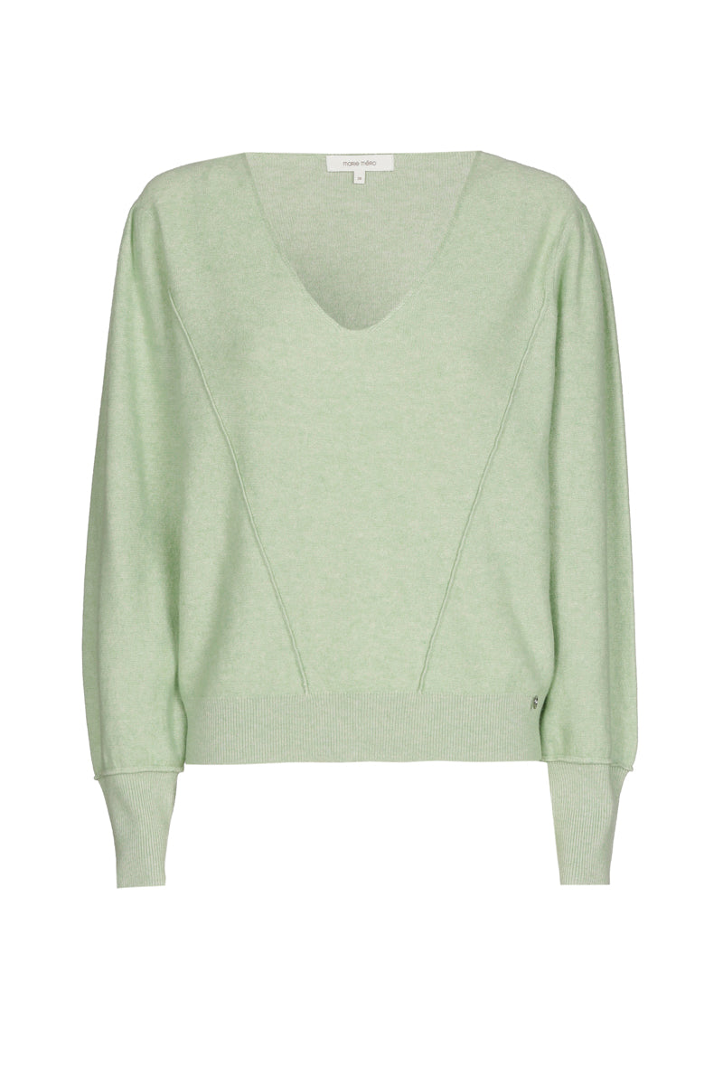 Pull menthe à col en V