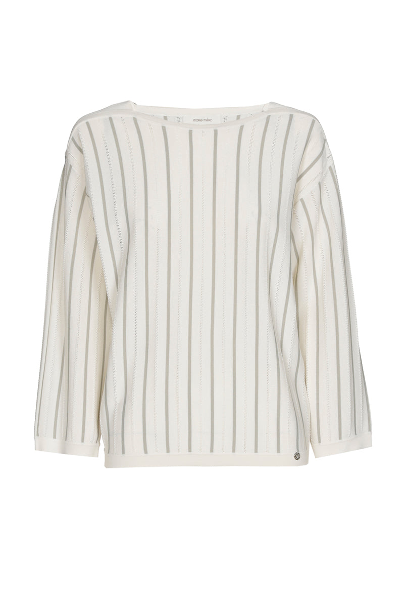 EXCLUSIVE IN OUR CONCEPT STORES: Light sweater in ecru with vertical stripes