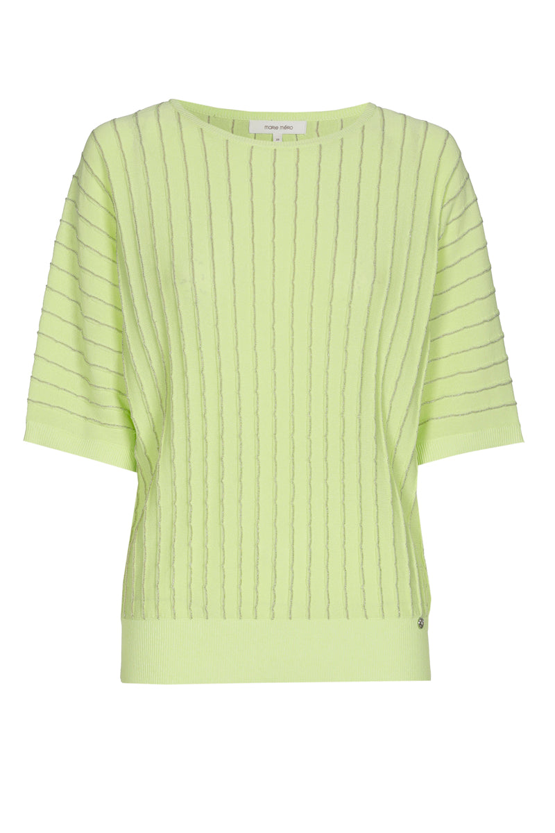 EN EXCLUSIVITÉ DANS NOS CONCEPT STORES: Pull couleur citron vert à col bateau et rayures verticales