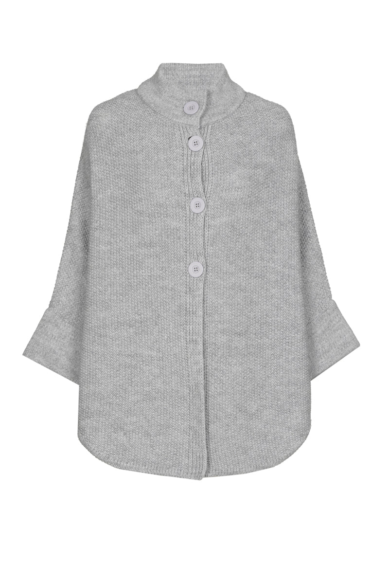 Grijze cape met knoopsluiting