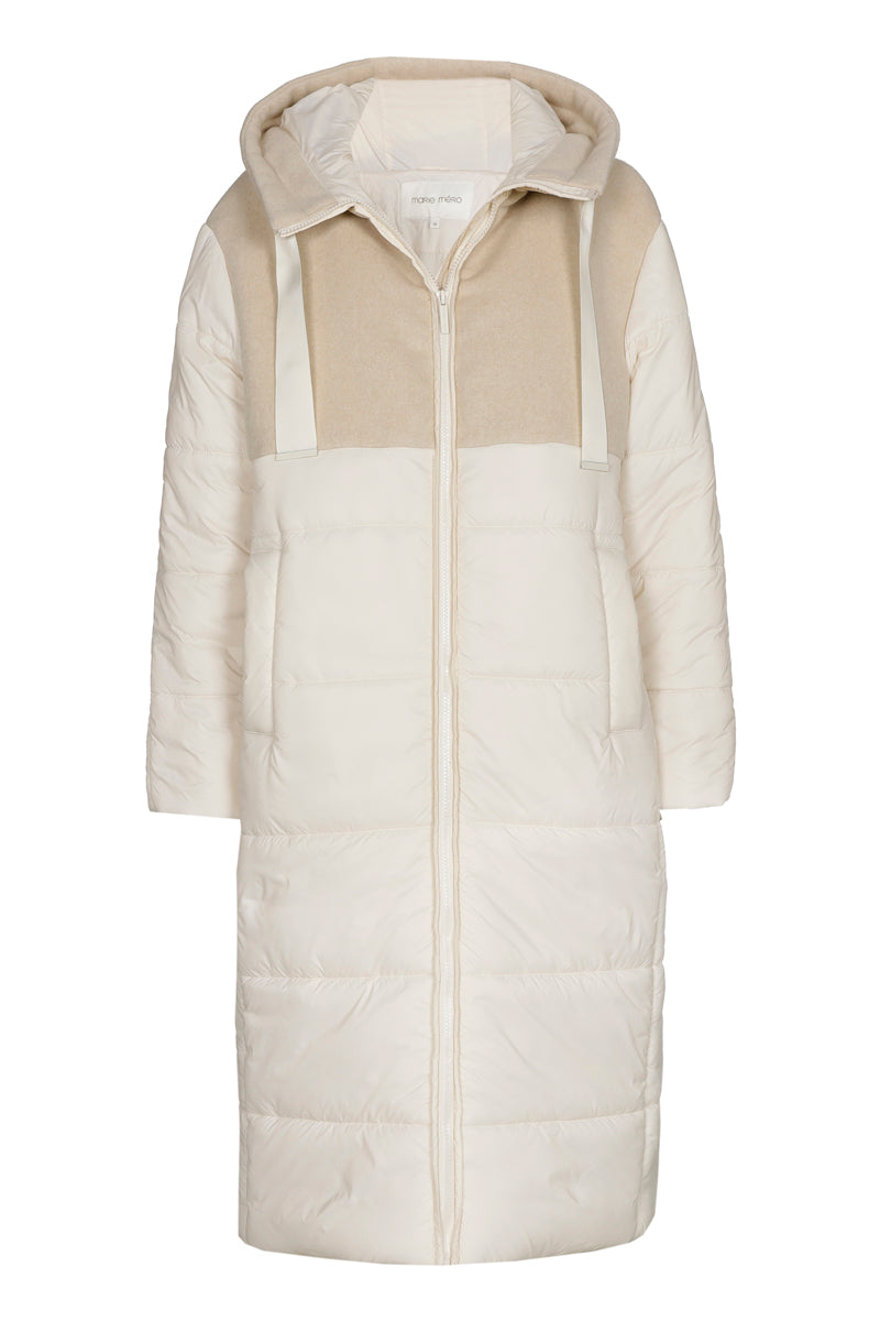 Lange parka ecru met kap