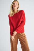 Rode pull met ronde hals in alpaca